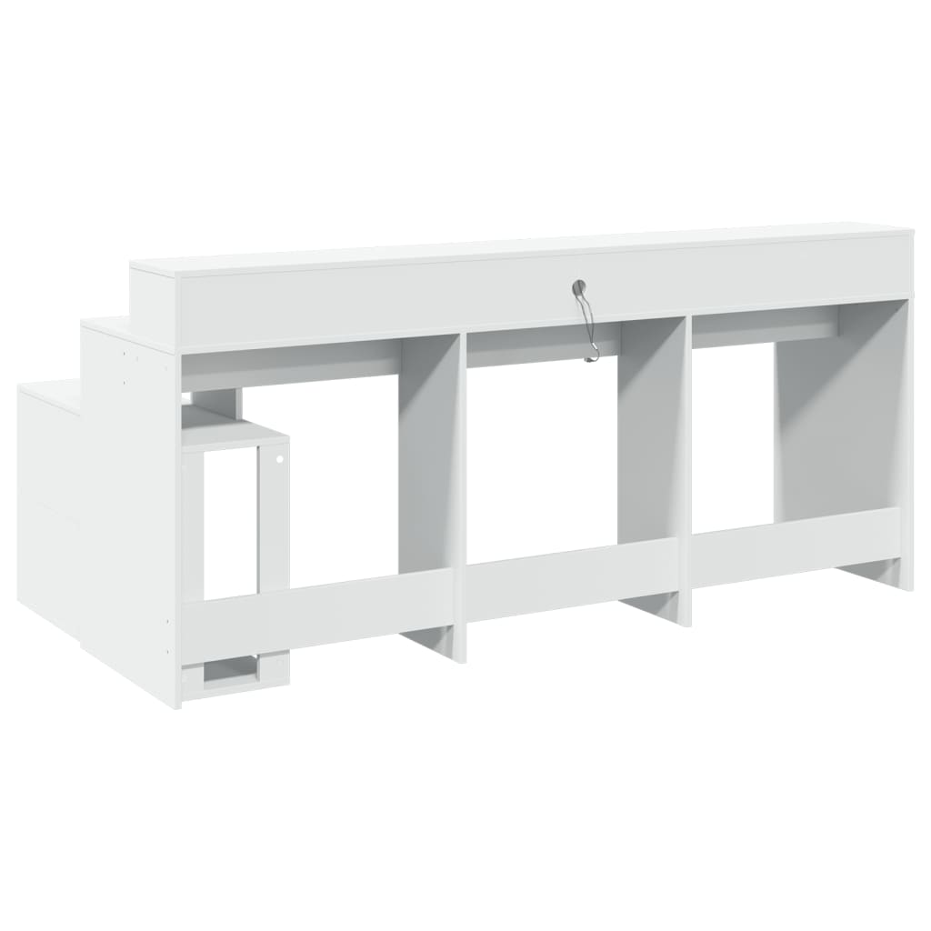 Modern Wooden Large Home Office Gaming Computer Desk With LED Lights Storage