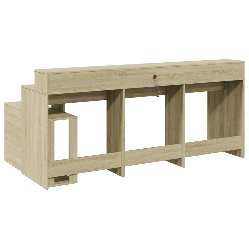 Modern Wooden Large Home Office Gaming Computer Desk With LED Lights Storage