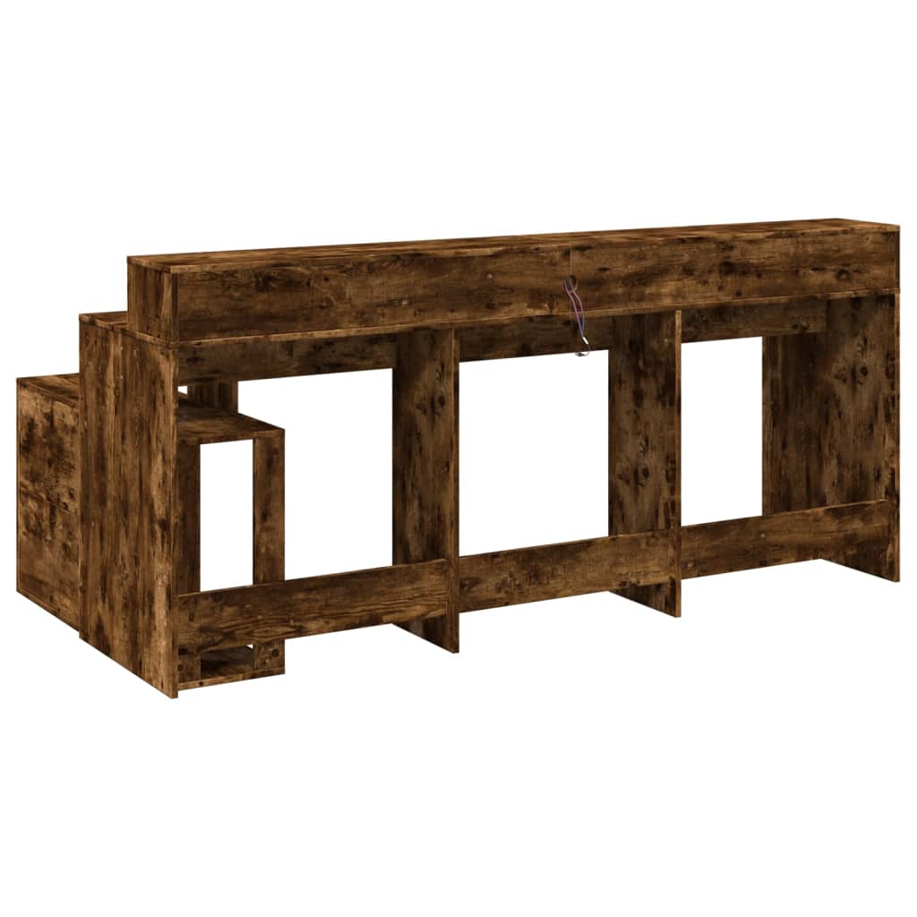 Modern Wooden Large Home Office Gaming Computer Desk With LED Lights Storage