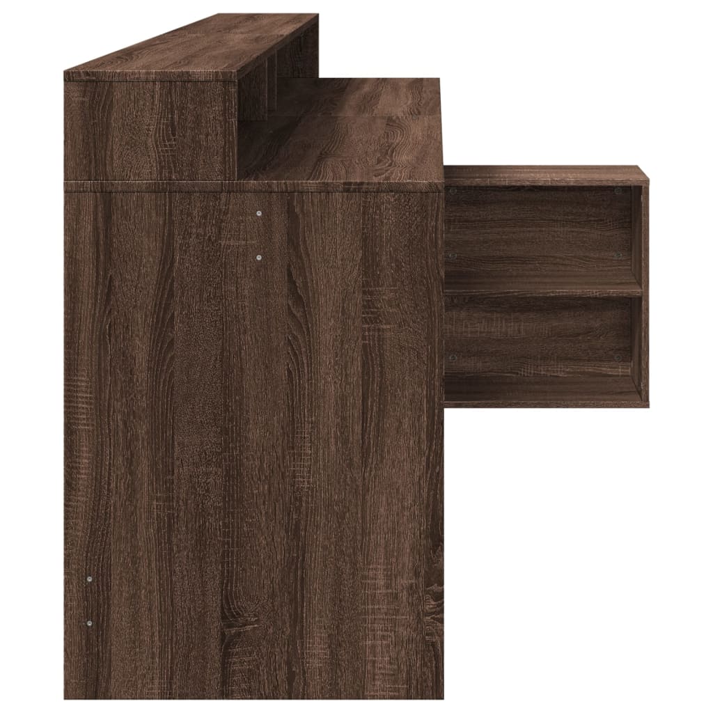 Modern Wooden Large Home Office Gaming Computer Desk With LED Lights Storage