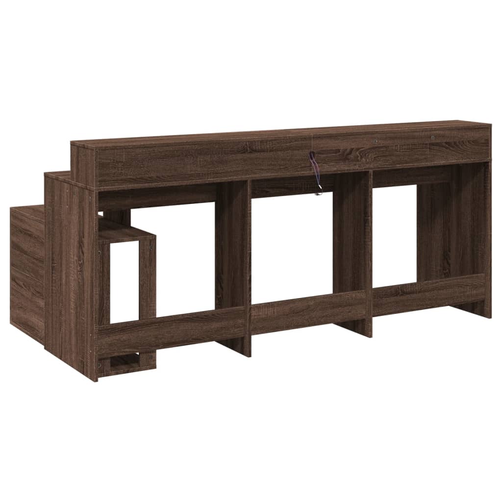 Modern Wooden Large Home Office Gaming Computer Desk With LED Lights Storage