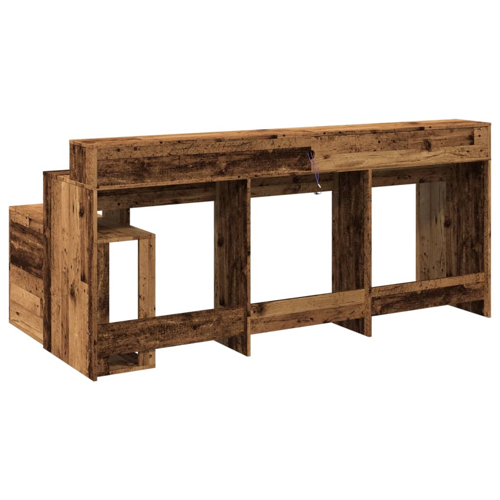 Modern Wooden Large Home Office Gaming Computer Desk With LED Lights Storage