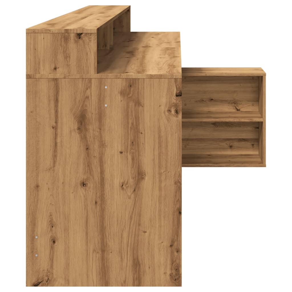 Modern Wooden Large Home Office Gaming Computer Desk With LED Lights Storage