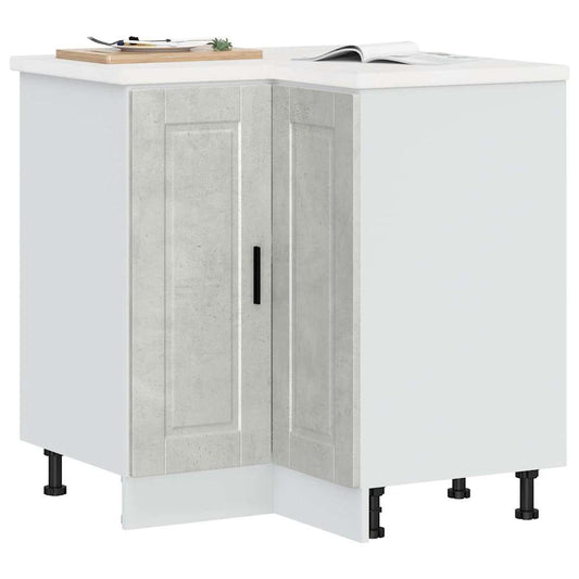 Kitchen Corner Base Cabinet Porto Concrete Grey Engineered Wood