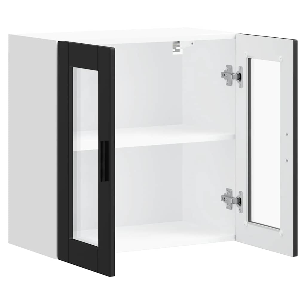 Kitchen Wall Cabinet with Glass Door Porto Black
