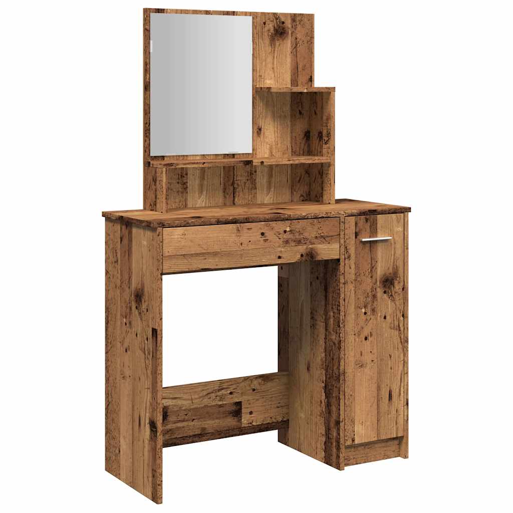 Modern Wooden Dressing Table Makeup Vanity Desk With Mirror & Cupboard