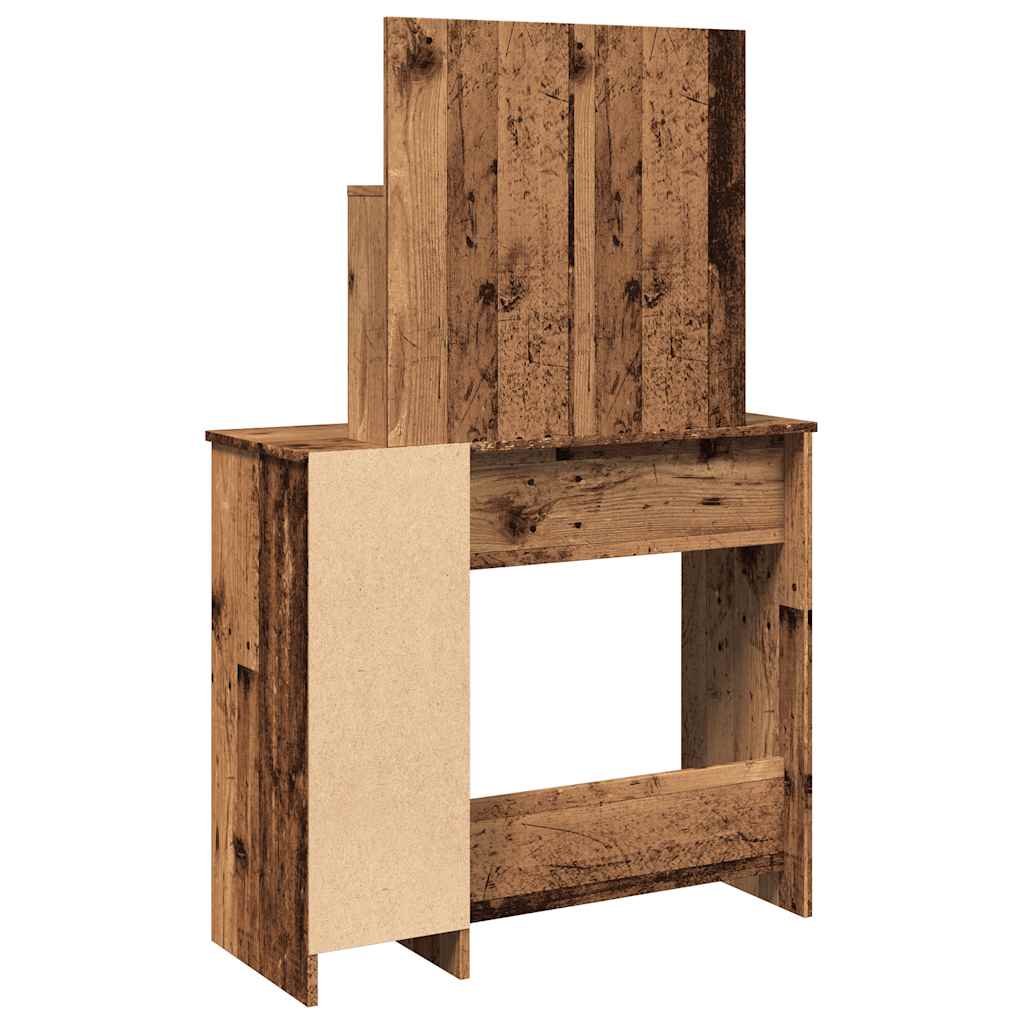 Modern Wooden Dressing Table Makeup Vanity Desk With Mirror & Cupboard