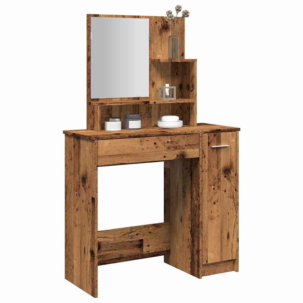Modern Wooden Dressing Table Makeup Vanity Desk With Mirror & Cupboard