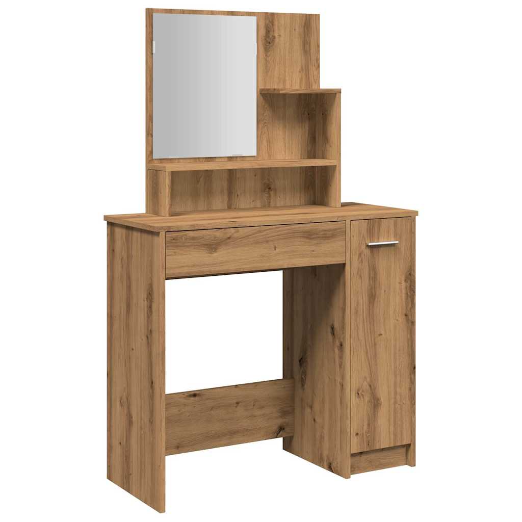 Modern Wooden Dressing Table Makeup Vanity Desk With Mirror & Cupboard