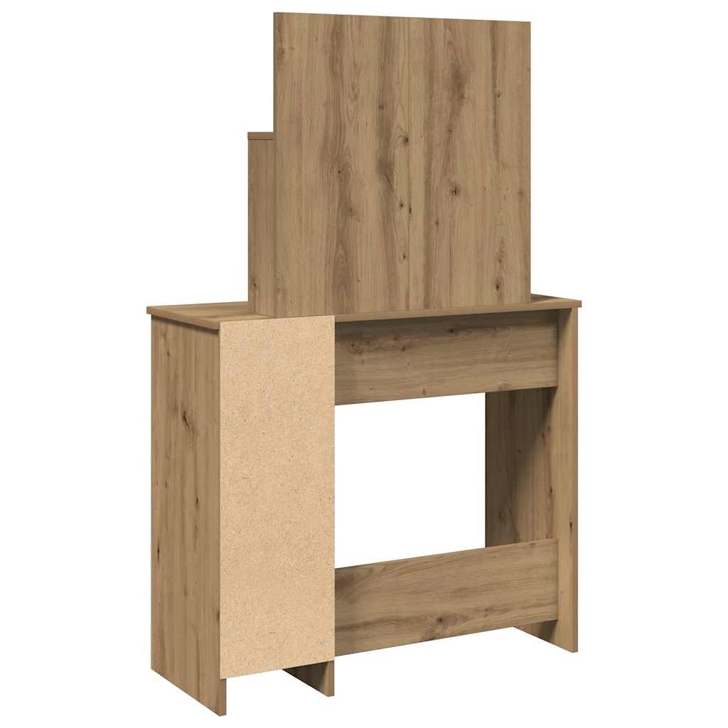 Modern Wooden Dressing Table Makeup Vanity Desk With Mirror & Cupboard