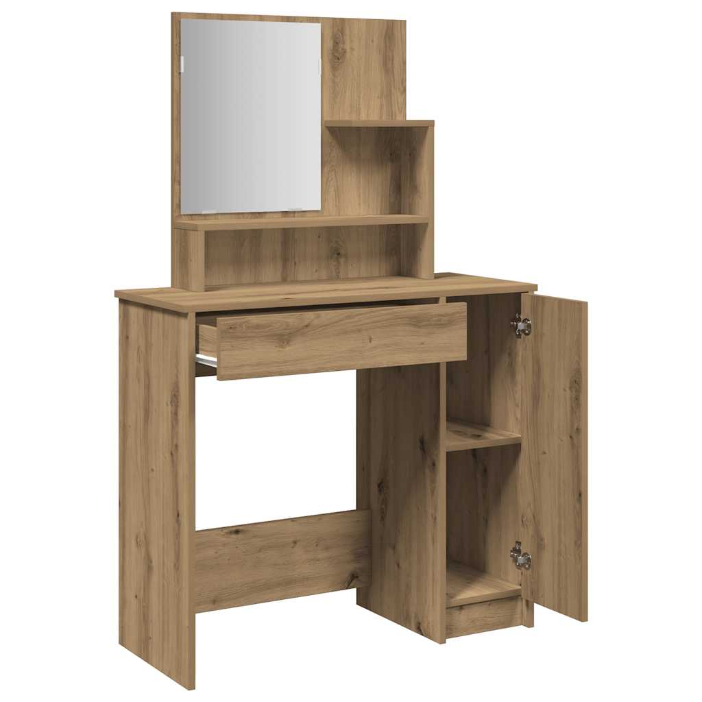 Modern Wooden Dressing Table Makeup Vanity Desk With Mirror & Cupboard