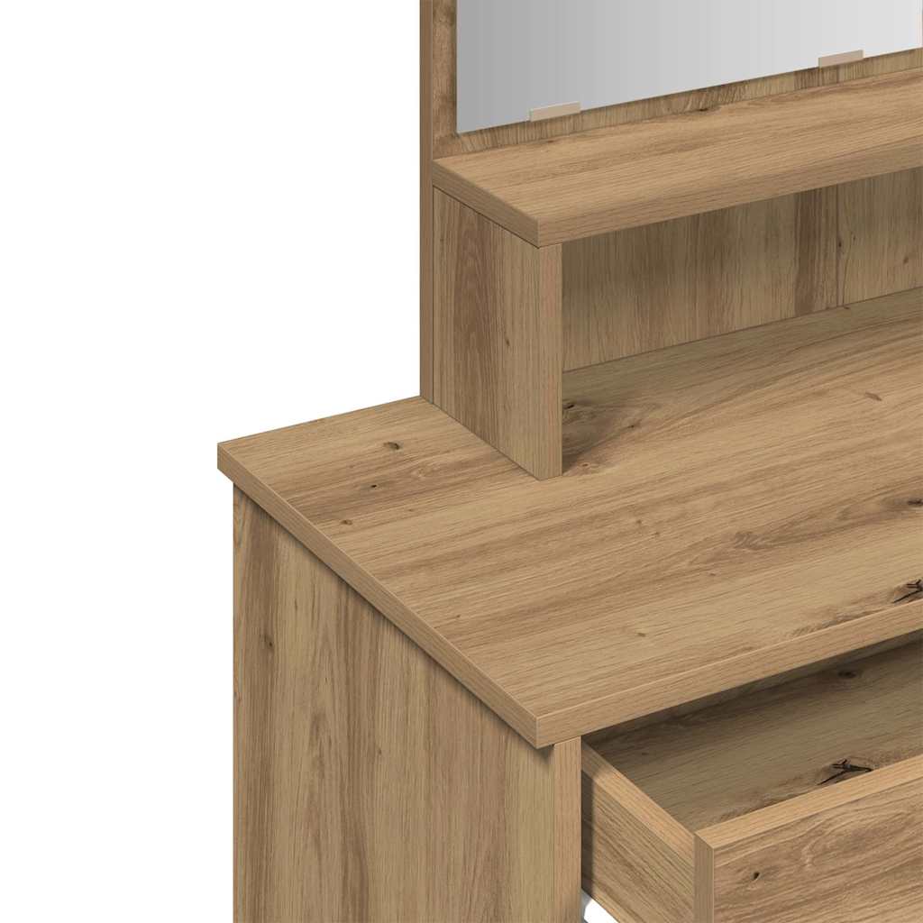 Modern Wooden Dressing Table Makeup Vanity Desk With Mirror & Cupboard