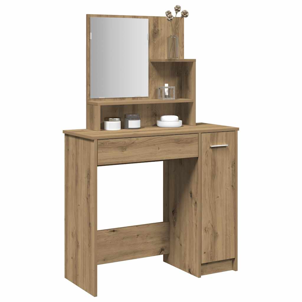 Modern Wooden Dressing Table Makeup Vanity Desk With Mirror & Cupboard