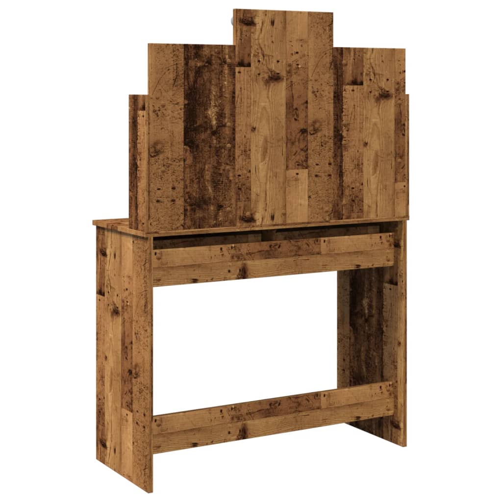 Modern Wooden Dressing Table Makeup Vanity Desk With LED Mirror & Drawers