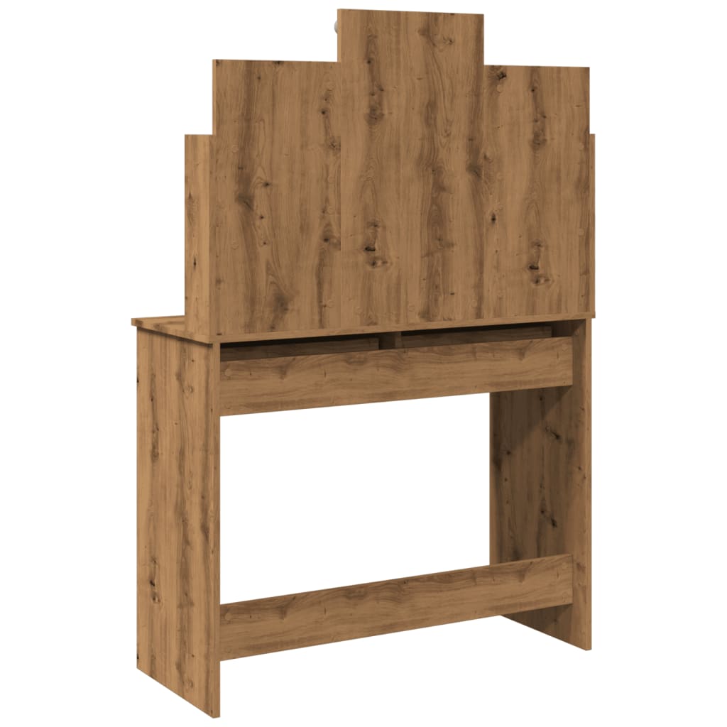 Modern Wooden Dressing Table Makeup Vanity Desk With LED Mirror & Drawers