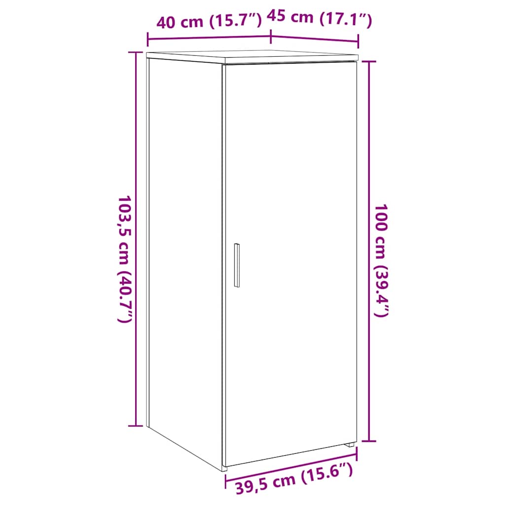 Storage Cabinet White 40x45x103.5 cm Engineered Wood