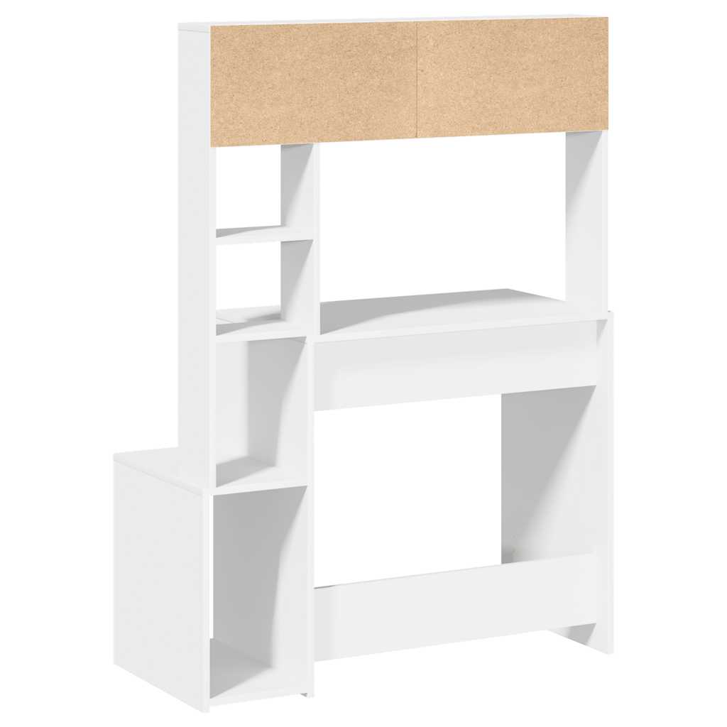 Desk with Shelves White 100x45x140 cm Engineered Wood