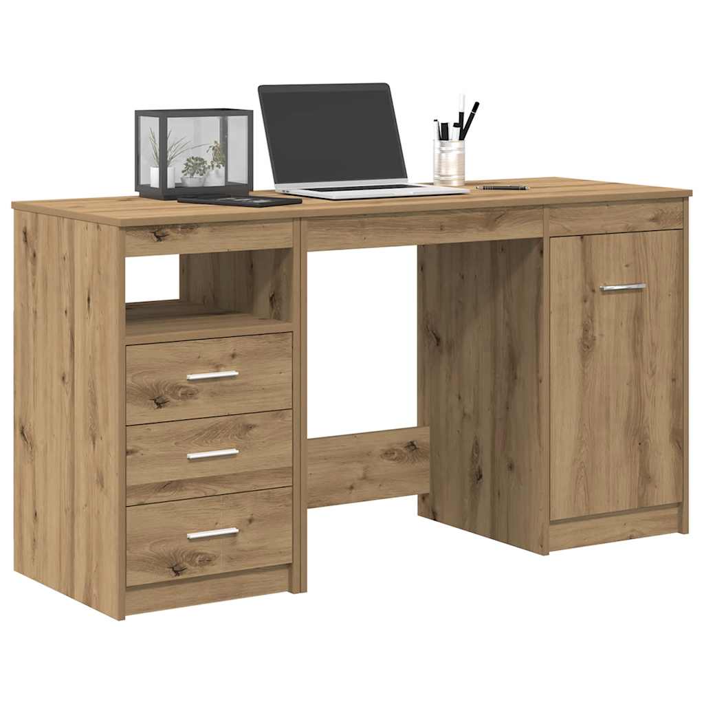 Modern Wooden Large Home Office Computer Writing Desk With 3 Drawers Cupboard