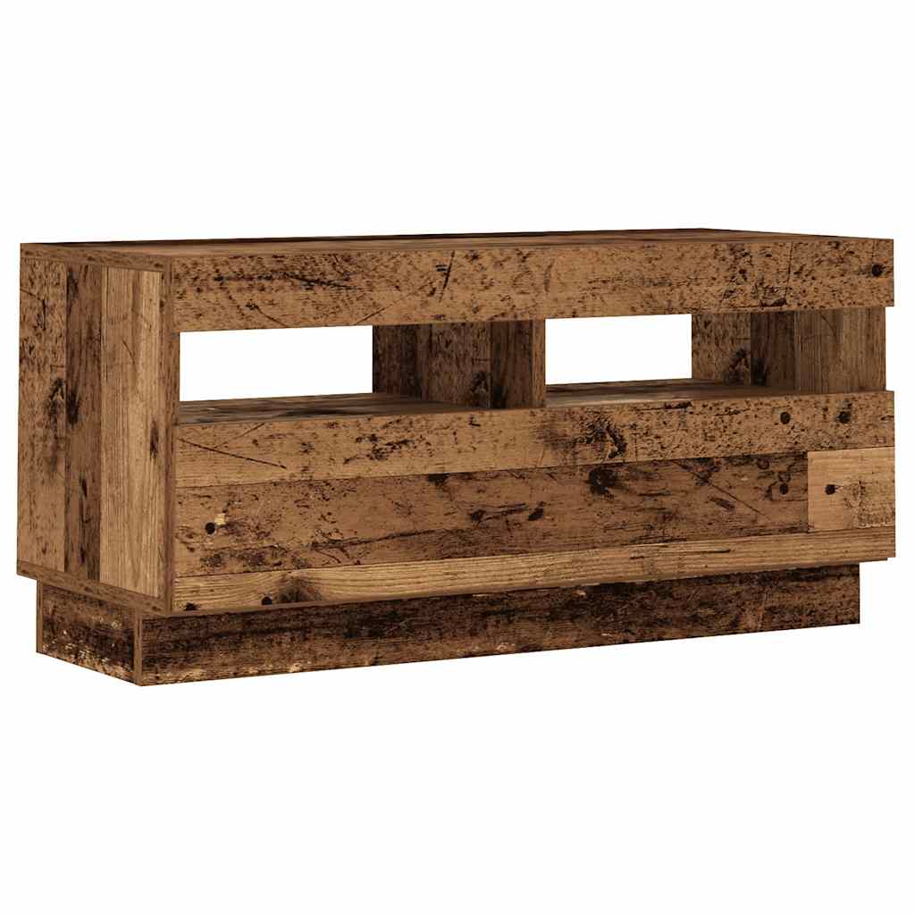 Modern Wooden 2pcs 70 Inch TV Tele Stand Unit Cabinet With LED Lights & Storage
