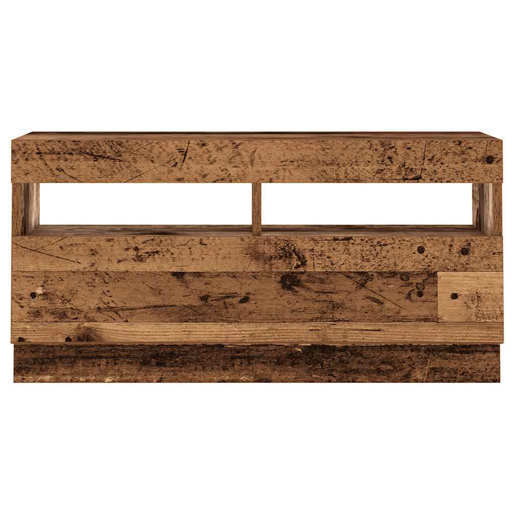 Modern Wooden 2pcs 70 Inch TV Tele Stand Unit Cabinet With LED Lights & Storage