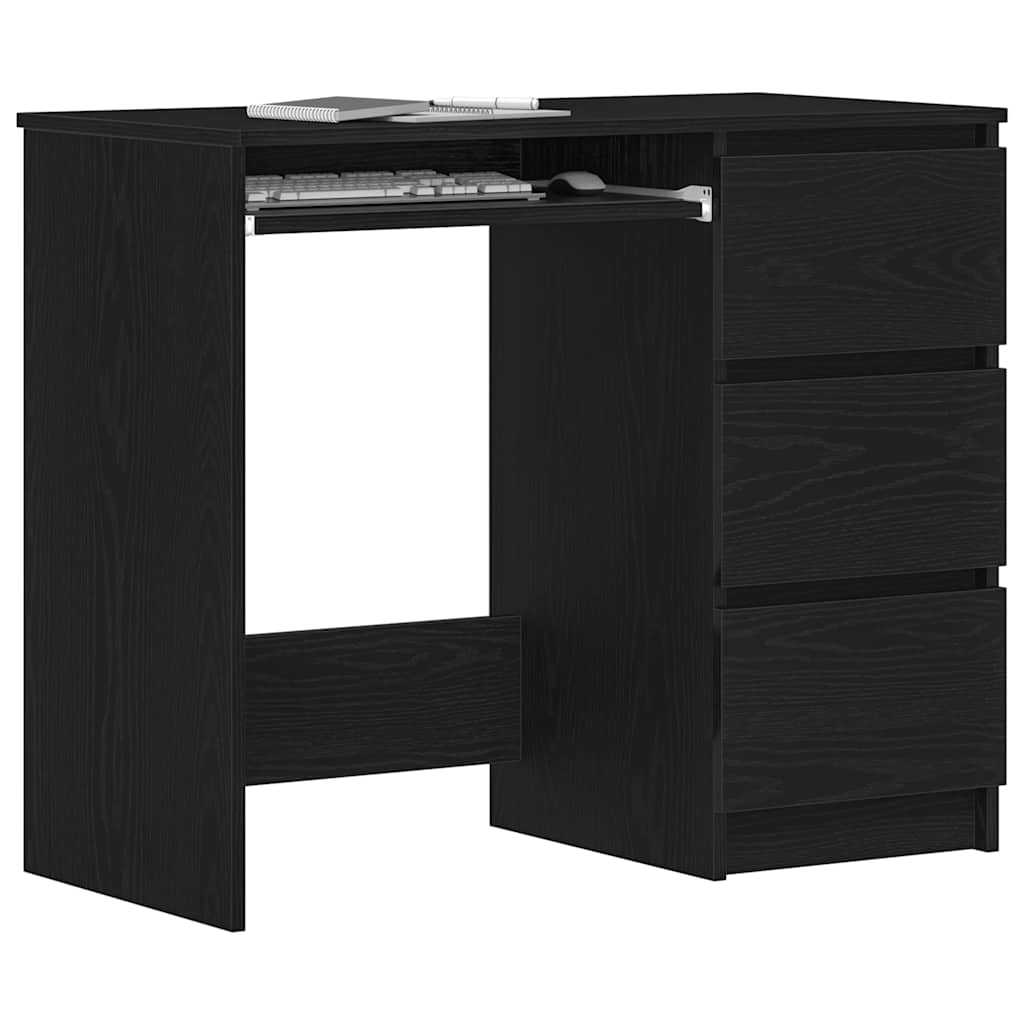Desk Black Oak 90x45x76 cm Engineered Wood