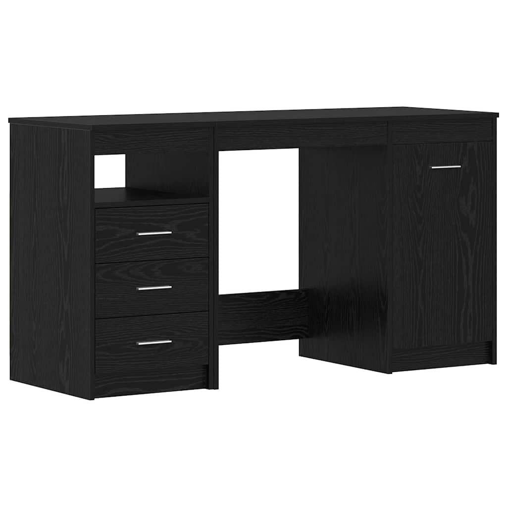Desk with Drawer Black oak 140 x 50 x 76 cm Engineered wood