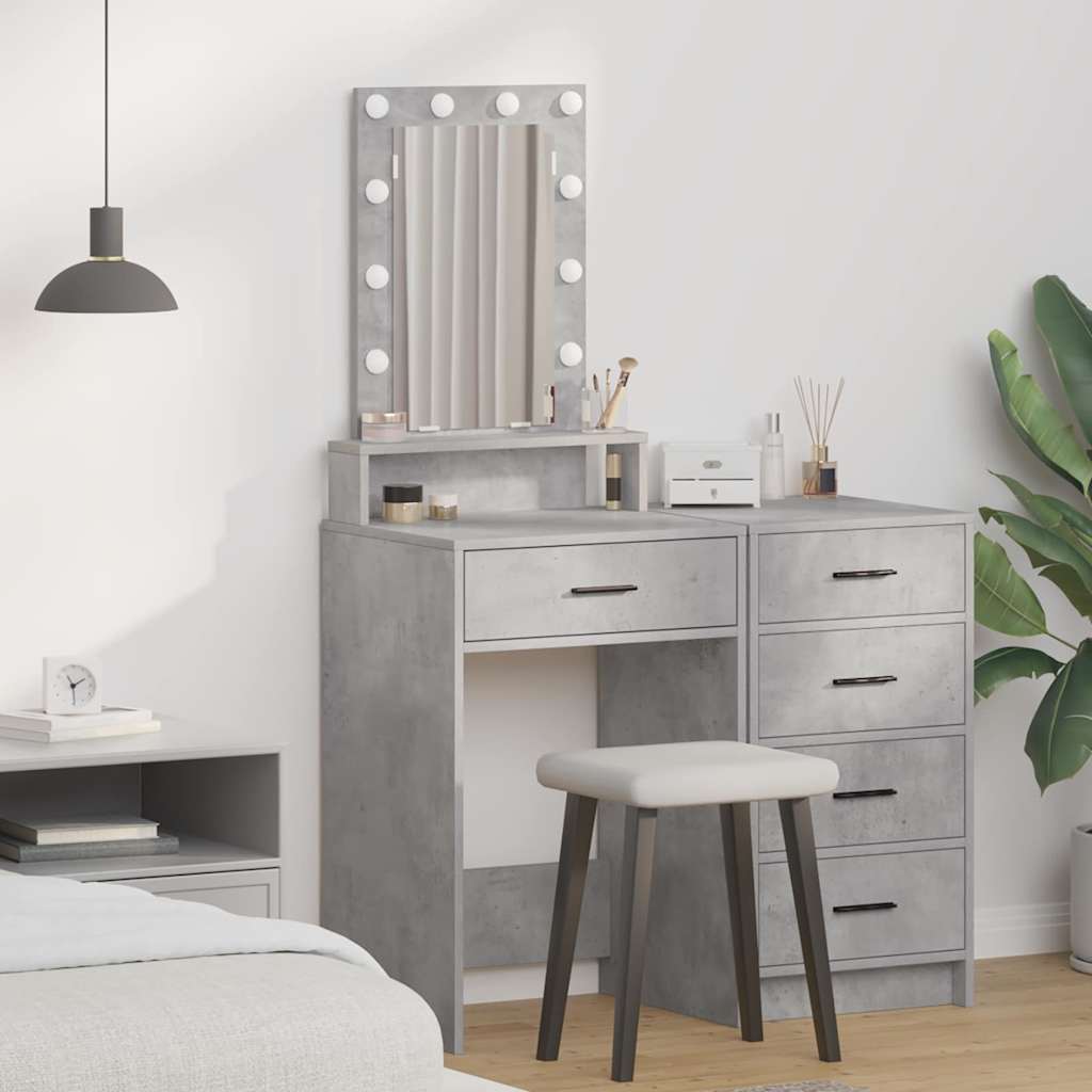 Modern Wooden Narrow Dressing Table Makeup Vanity Desk With LED Mirror & Drawer