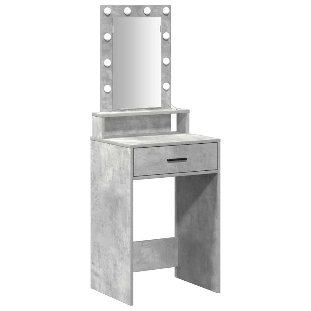 Modern Wooden Narrow Dressing Table Makeup Vanity Desk With LED Mirror & Drawer