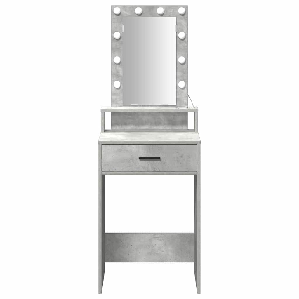 Modern Wooden Narrow Dressing Table Makeup Vanity Desk With LED Mirror & Drawer