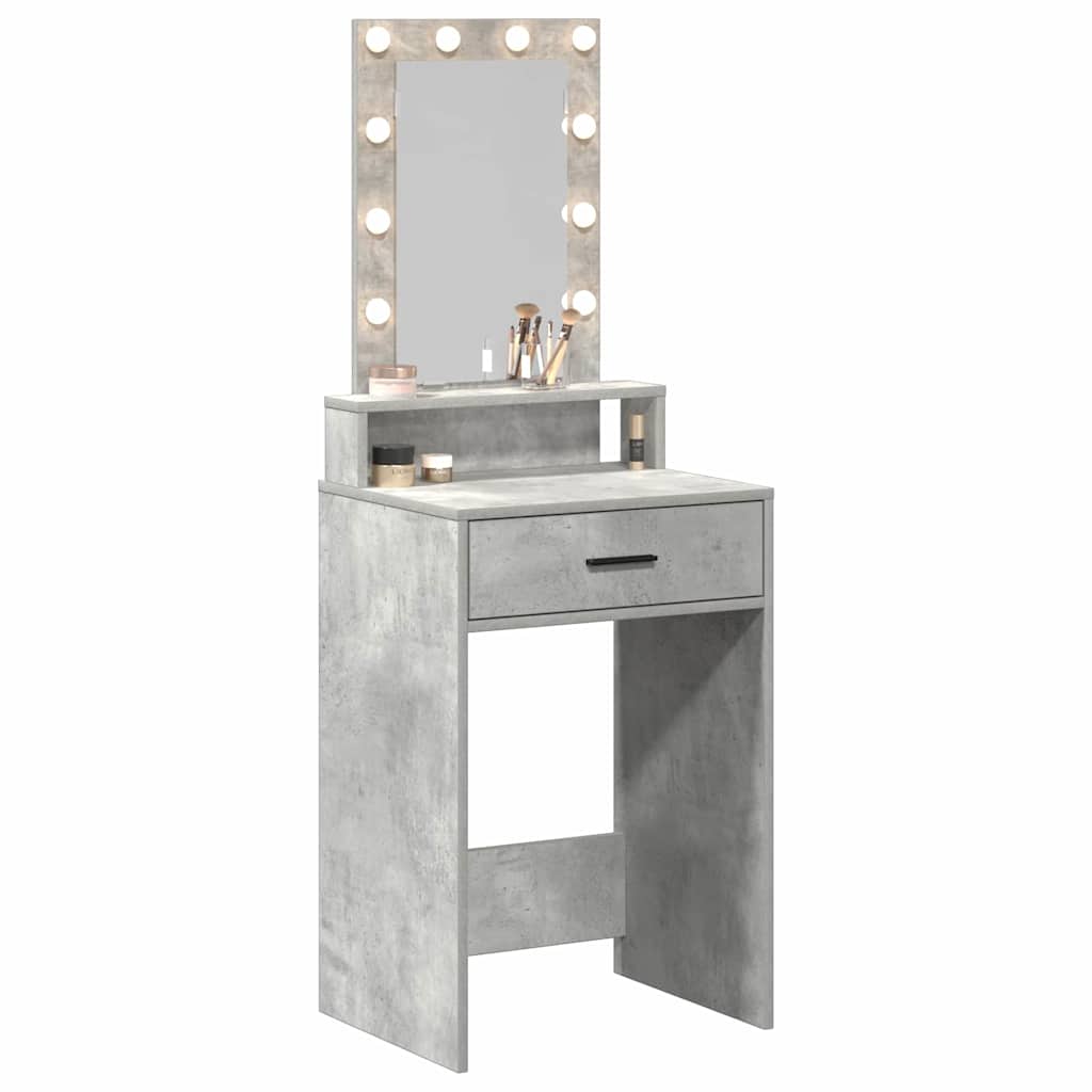 Modern Wooden Narrow Dressing Table Makeup Vanity Desk With LED Mirror & Drawer