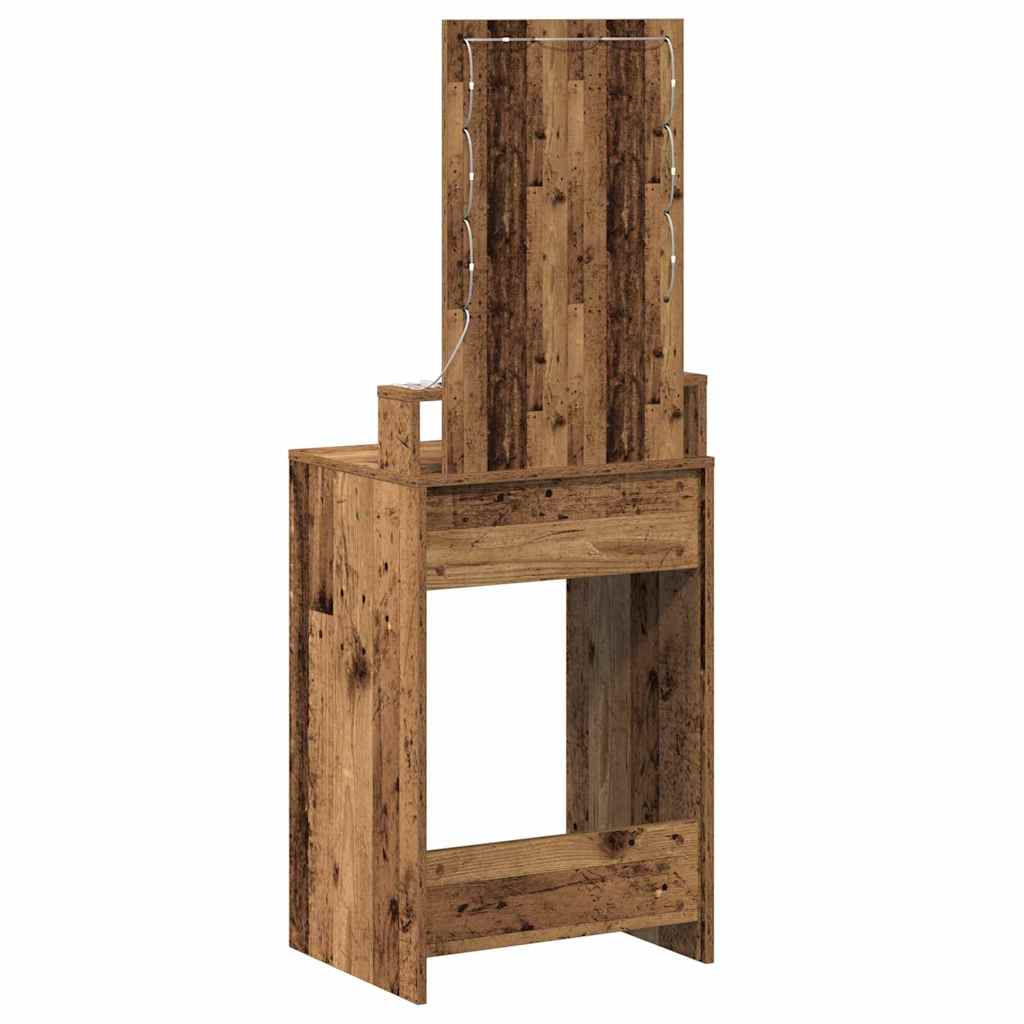 Modern Wooden Narrow Dressing Table Makeup Vanity Desk With LED Mirror & Drawer