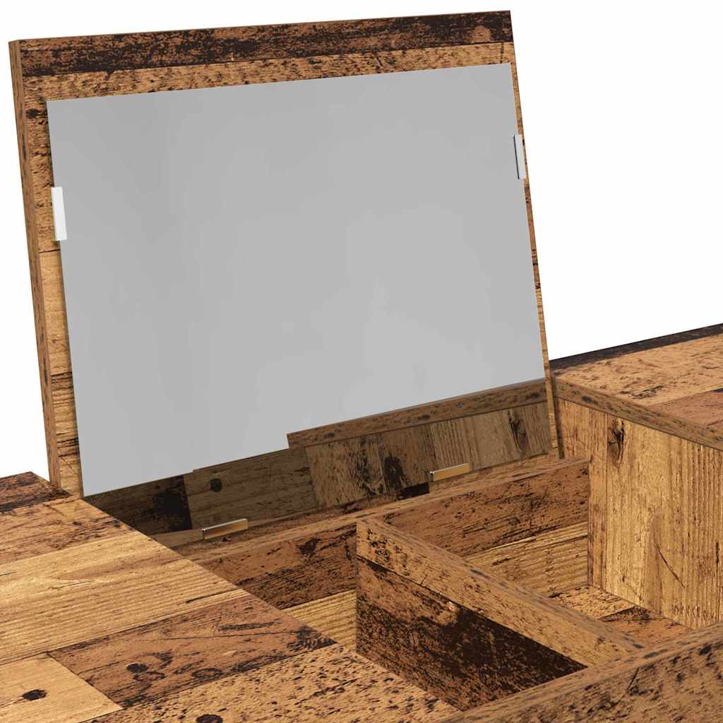 Modern Wooden Dressing Table Makeup Vanity Desk With Drawers & Pull Up Mirror