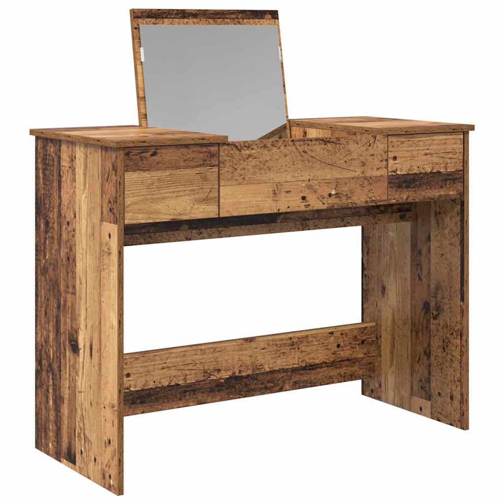 Modern Wooden Dressing Table Makeup Vanity Desk With Drawers & Pull Up Mirror