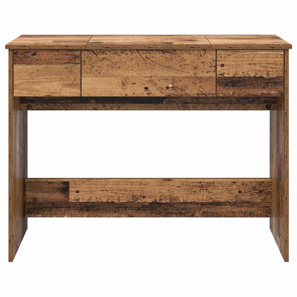 Modern Wooden Dressing Table Makeup Vanity Desk With Drawers & Pull Up Mirror