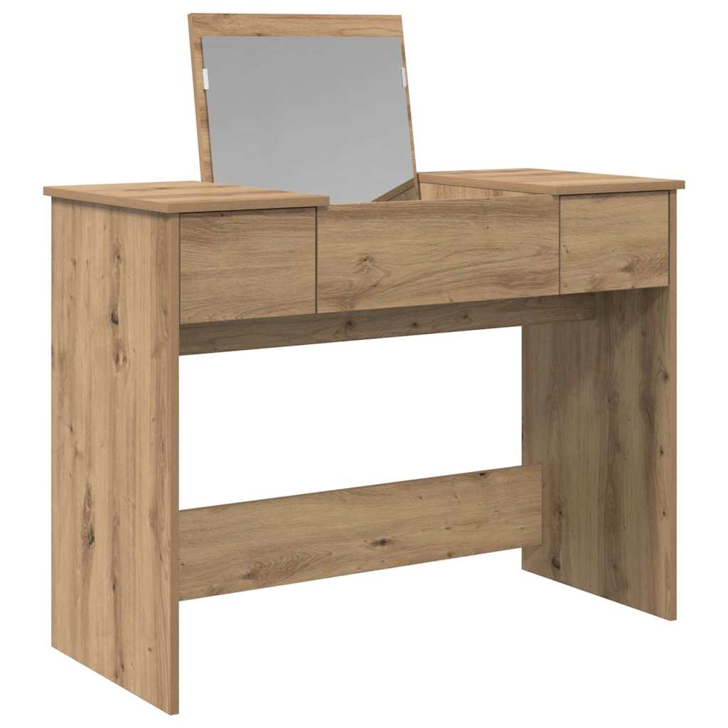 Modern Wooden Dressing Table Makeup Vanity Desk With Drawers & Pull Up Mirror