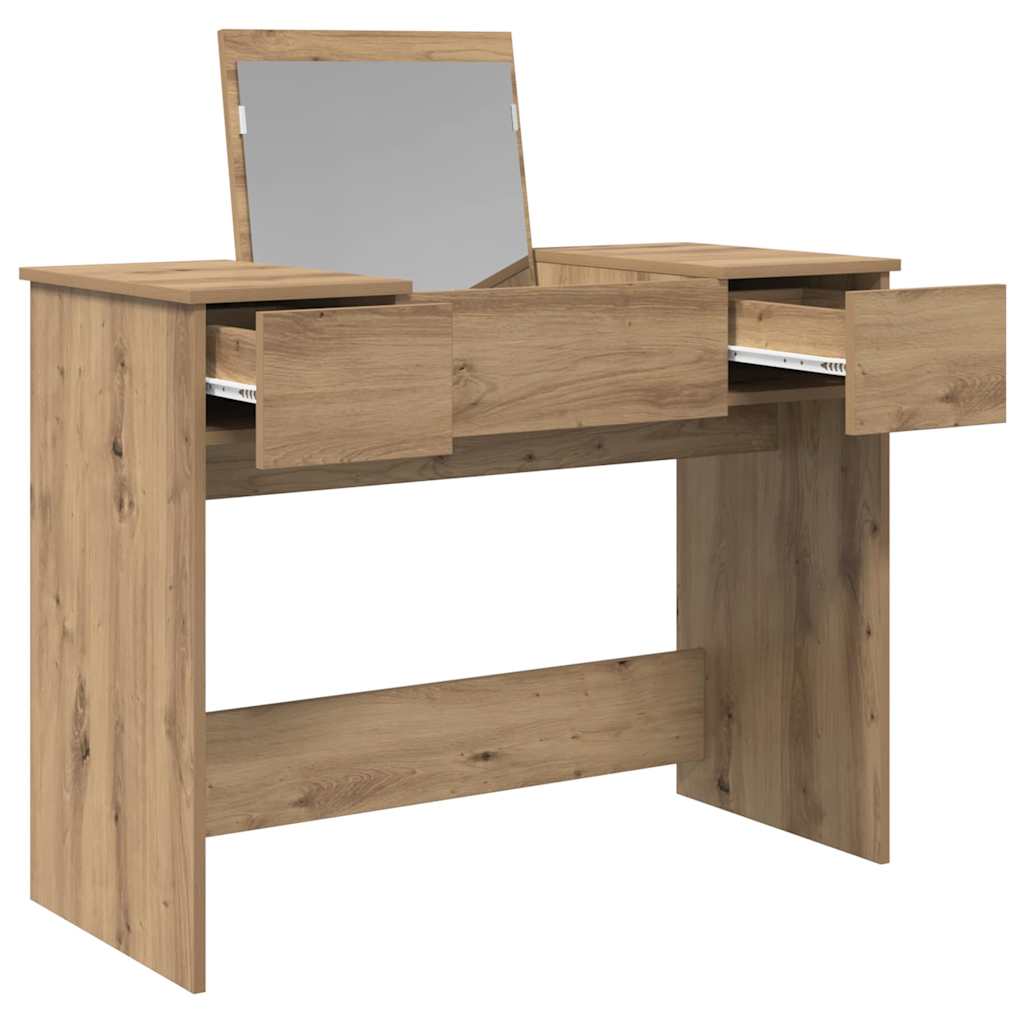 Modern Wooden Dressing Table Makeup Vanity Desk With Drawers & Pull Up Mirror