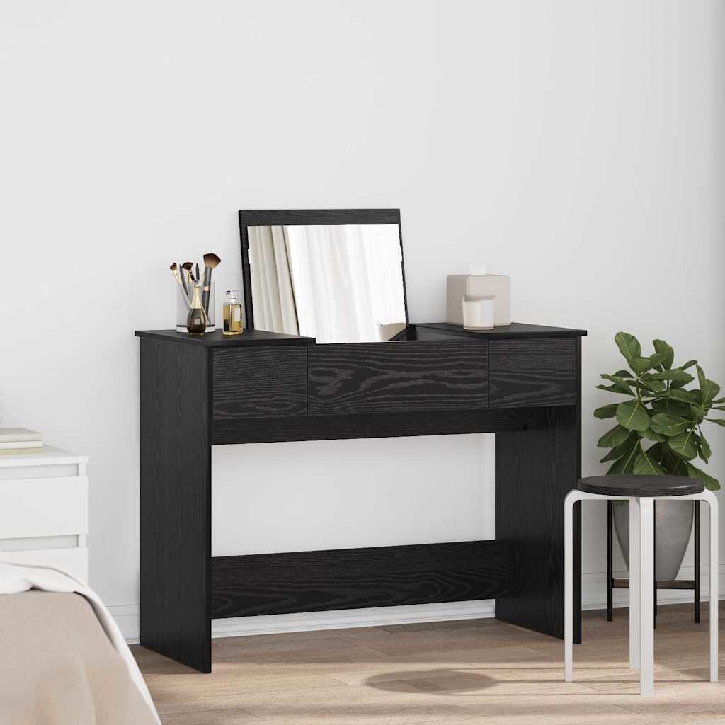 Modern Wooden Dressing Table Makeup Vanity Desk With Drawers & Pull Up Mirror