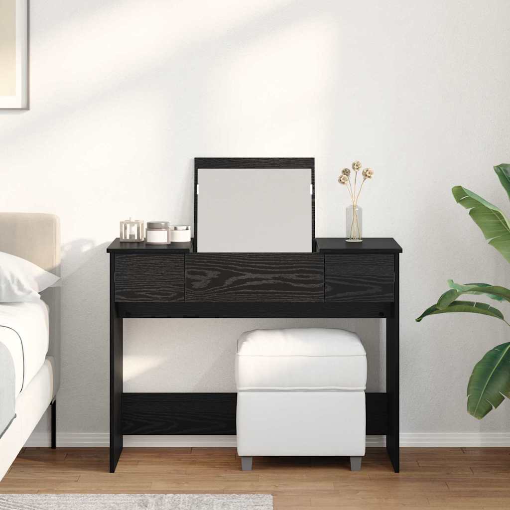 Modern Wooden Dressing Table Makeup Vanity Desk With Drawers & Pull Up Mirror