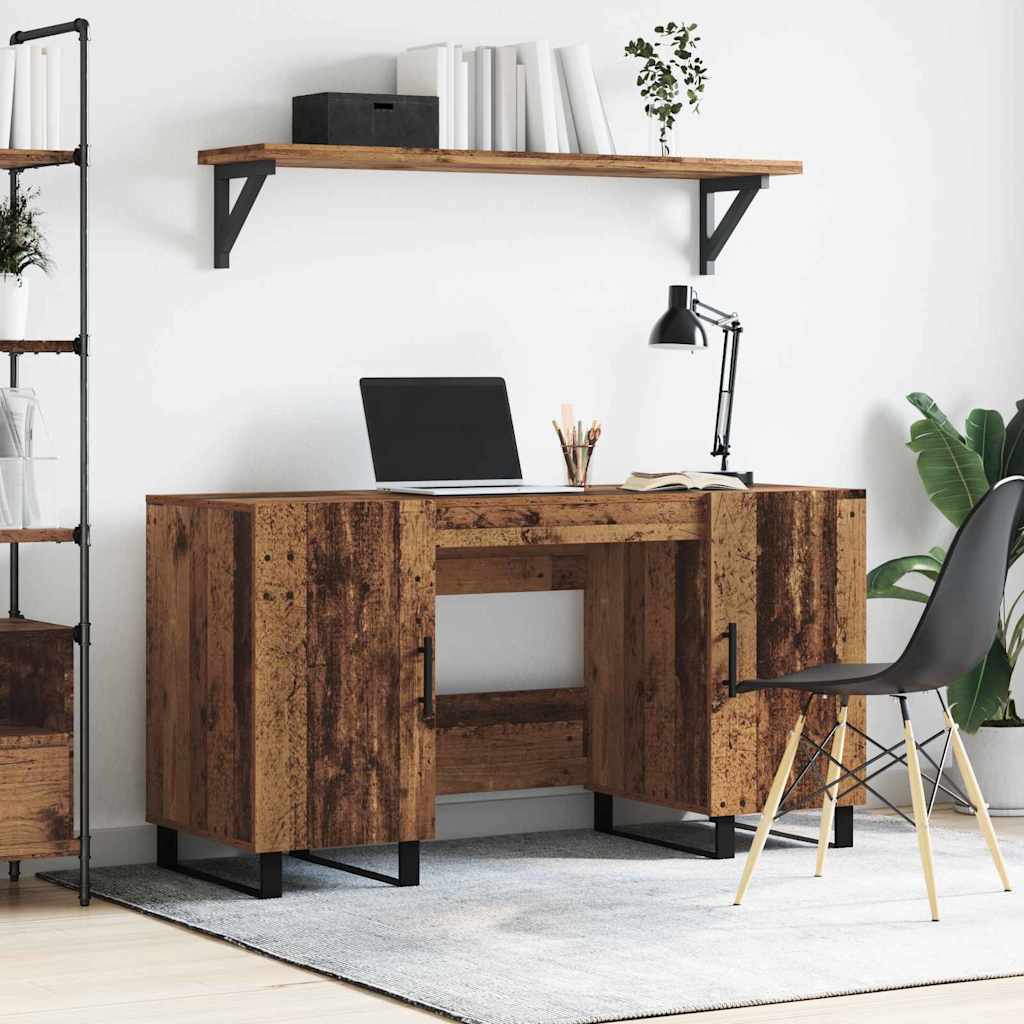 Modern Wooden Home Office Computer Table Desk With 2 Storage Cupboards Wood