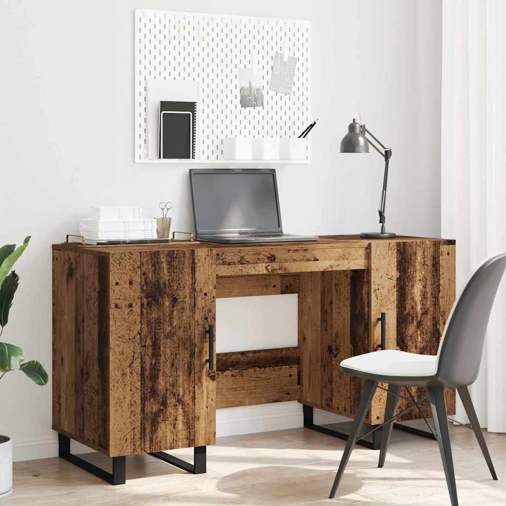 Modern Wooden Home Office Computer Table Desk With 2 Storage Cupboards Wood
