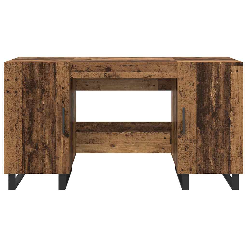 Modern Wooden Home Office Computer Table Desk With 2 Storage Cupboards Wood
