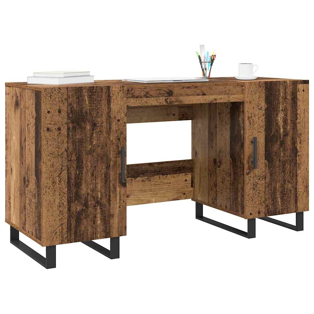 Modern Wooden Home Office Computer Table Desk With 2 Storage Cupboards Wood