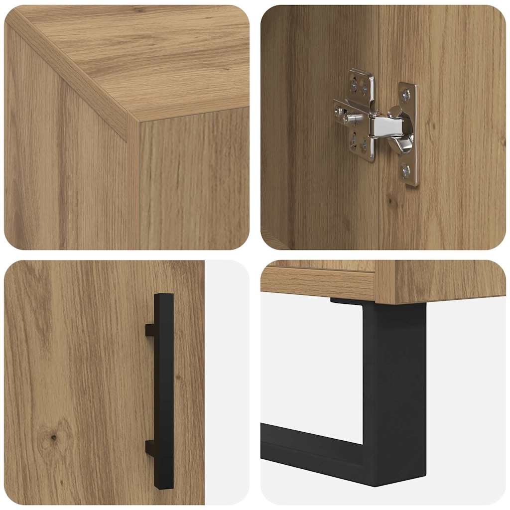Modern Wooden Home Office Computer Table Desk With 2 Storage Cupboards Wood