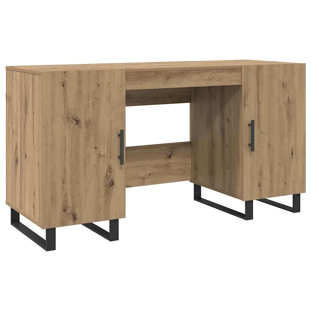 Modern Wooden Home Office Computer Table Desk With 2 Storage Cupboards Wood