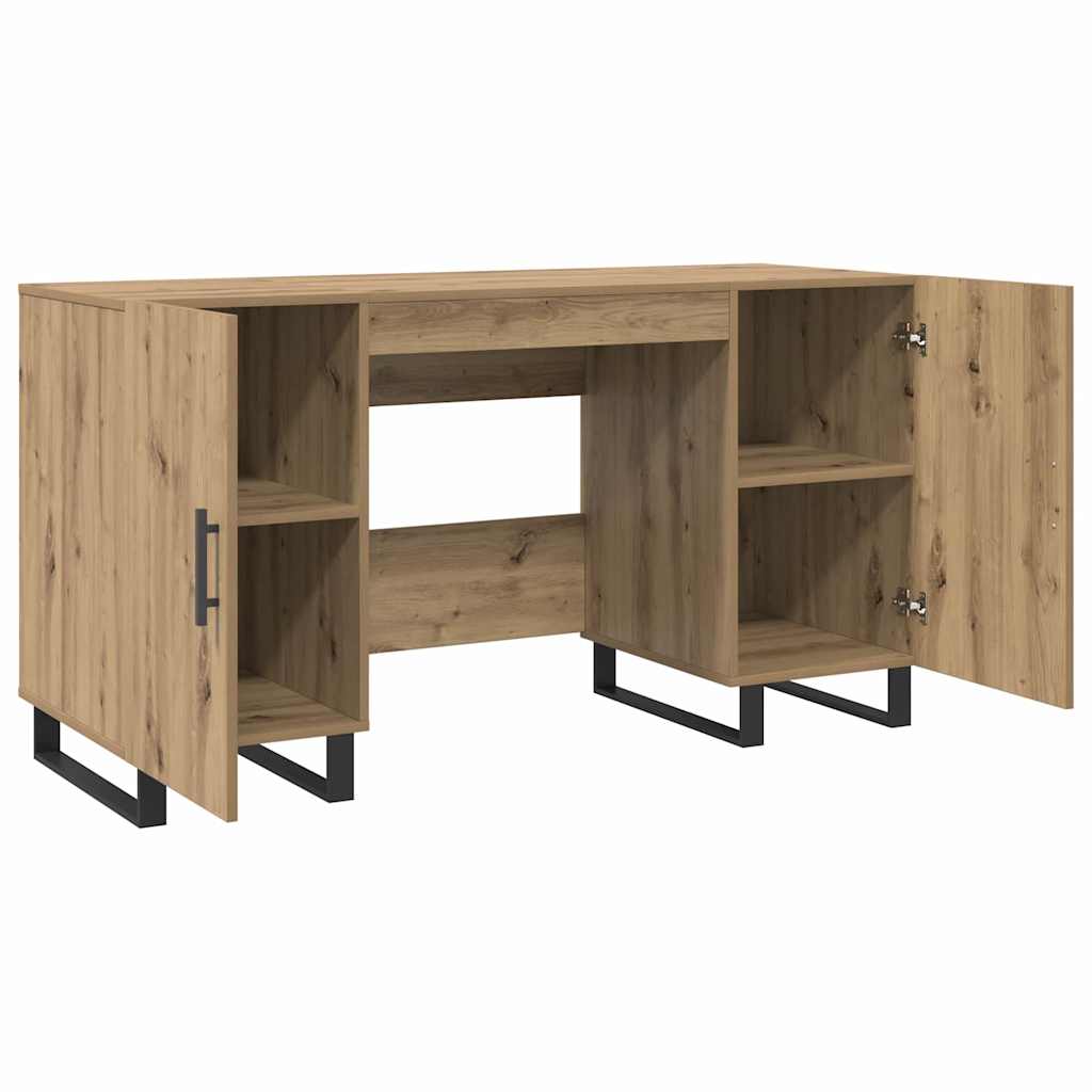 Modern Wooden Home Office Computer Table Desk With 2 Storage Cupboards Wood