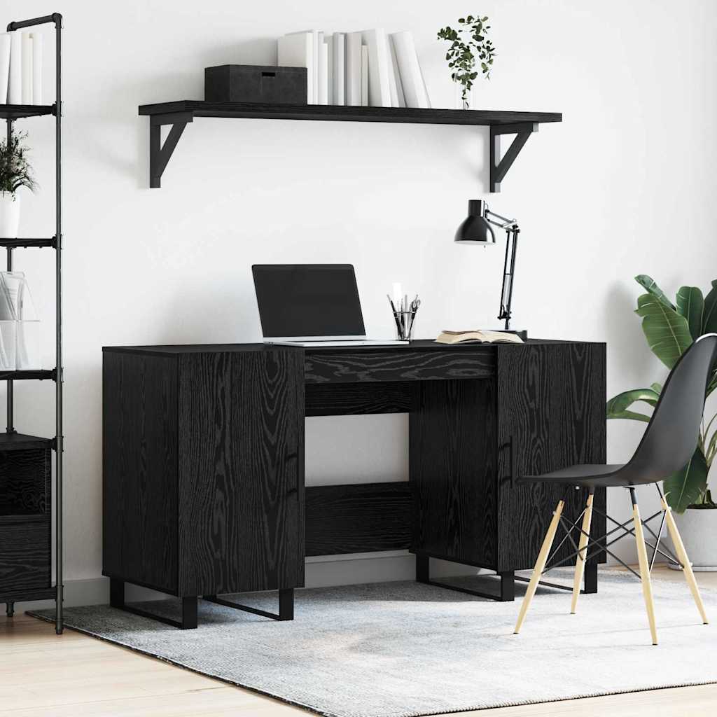 Modern Wooden Home Office Computer Table Desk With 2 Storage Cupboards Wood