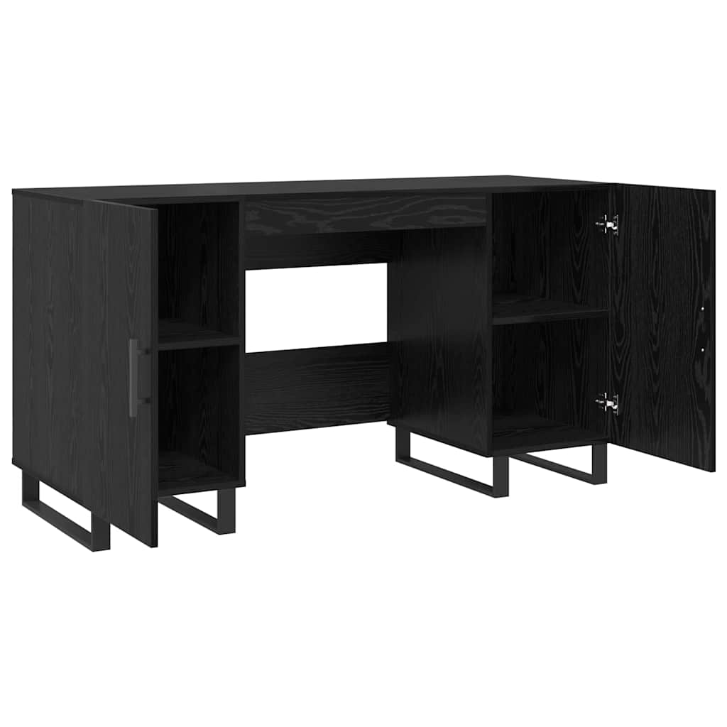Modern Wooden Home Office Computer Table Desk With 2 Storage Cupboards Wood