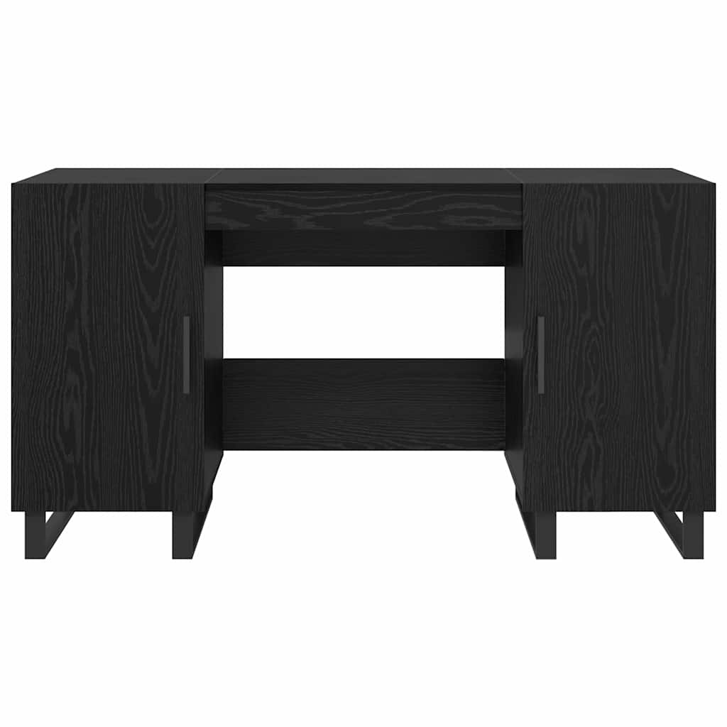Modern Wooden Home Office Computer Table Desk With 2 Storage Cupboards Wood
