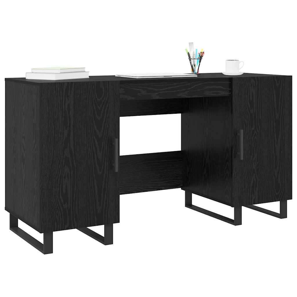 Modern Wooden Home Office Computer Table Desk With 2 Storage Cupboards Wood