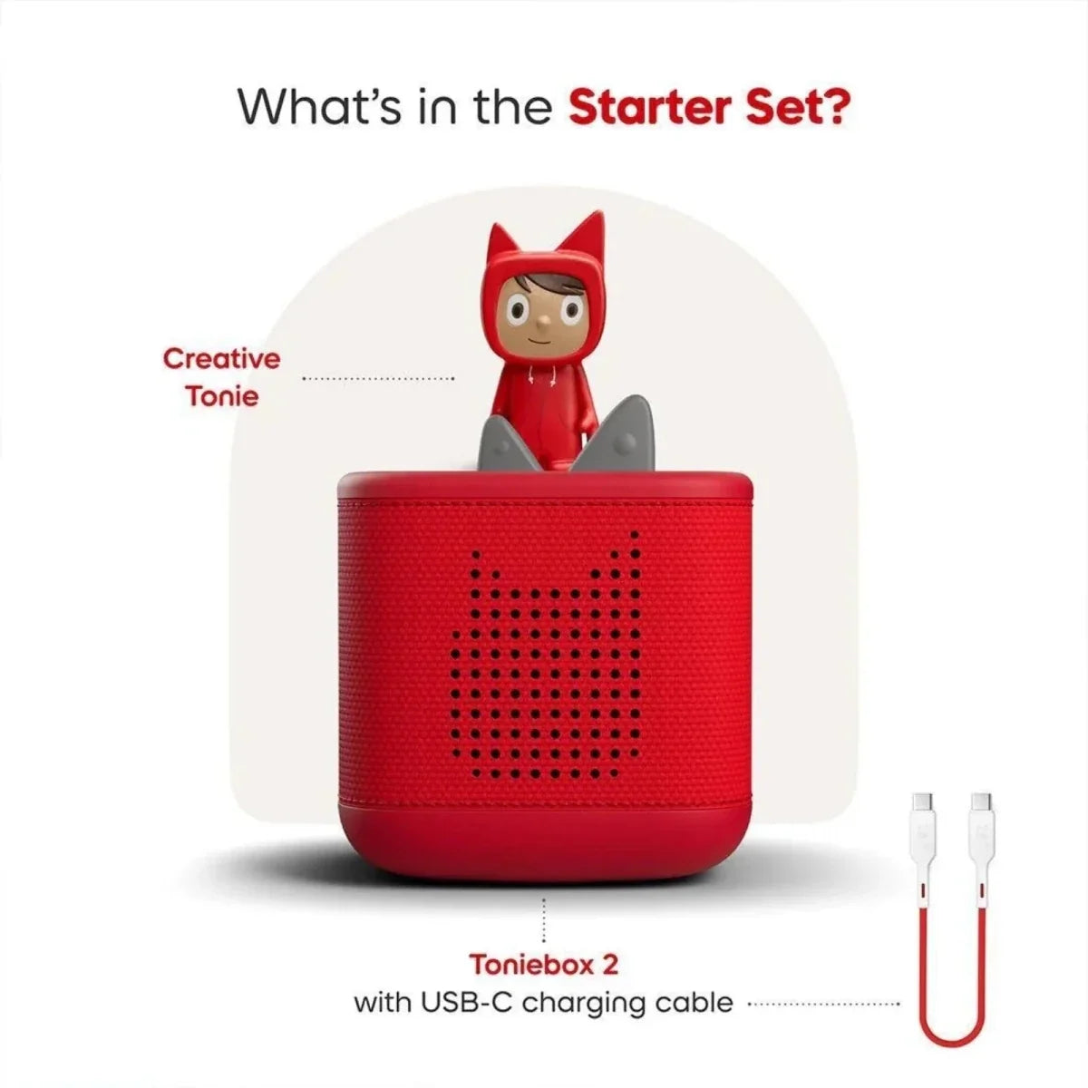 Tonies Toniebox 2 Starter Set with Creative Tonie Rubie - Sunset Red